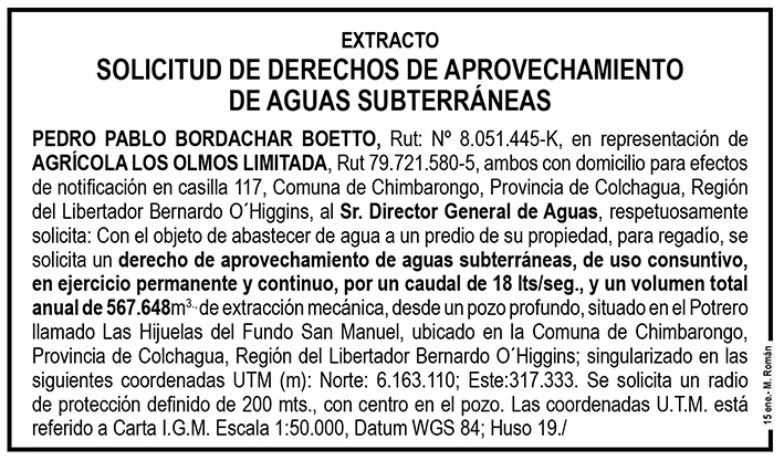 Solicitud De Derechos De Aprovechamiento De Aguas Subterr Neas